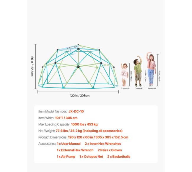 10 pėdų geometrinė laipiojimo kupolas6
