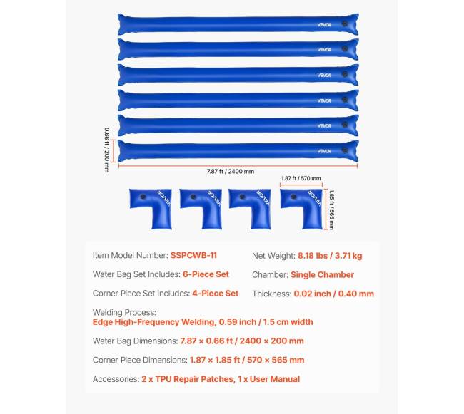 6 vandens maišų komplektas baseino dangčiui6