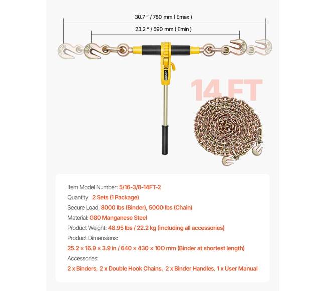Šarnyrinis grandinės įtempiklis 8 mm x 4,2 m G806