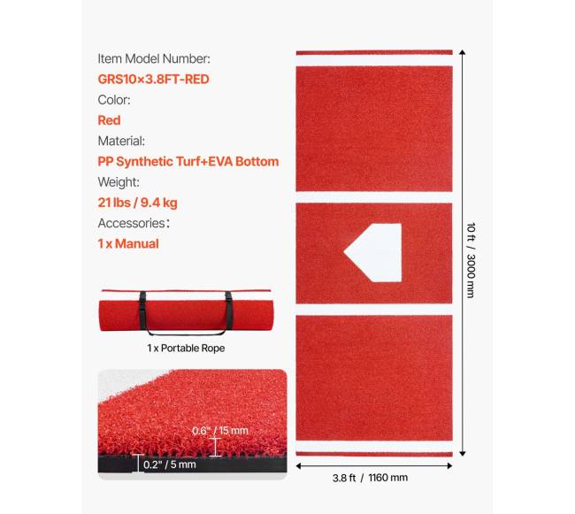 beisbolo smūgių kilimėlis 300x116 cm6