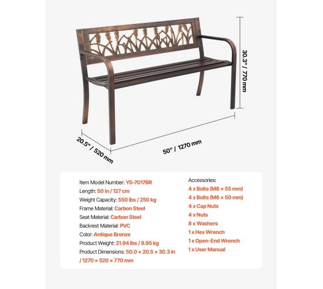 lauko suoliukas su metaliniu rėmu ir PVC nugara6
