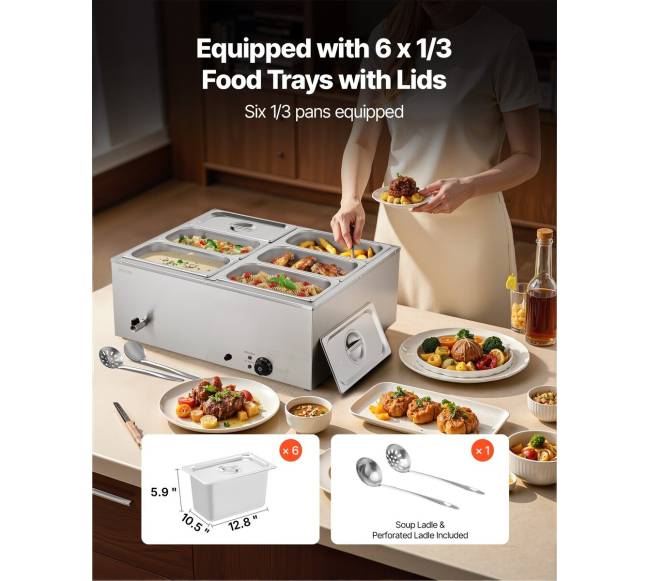 Kompaktiškas maisto šildytuvas, 6 indai2