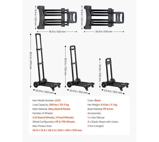 Sulankstomas vežimėlis 131.5 kg keliamoji galia6