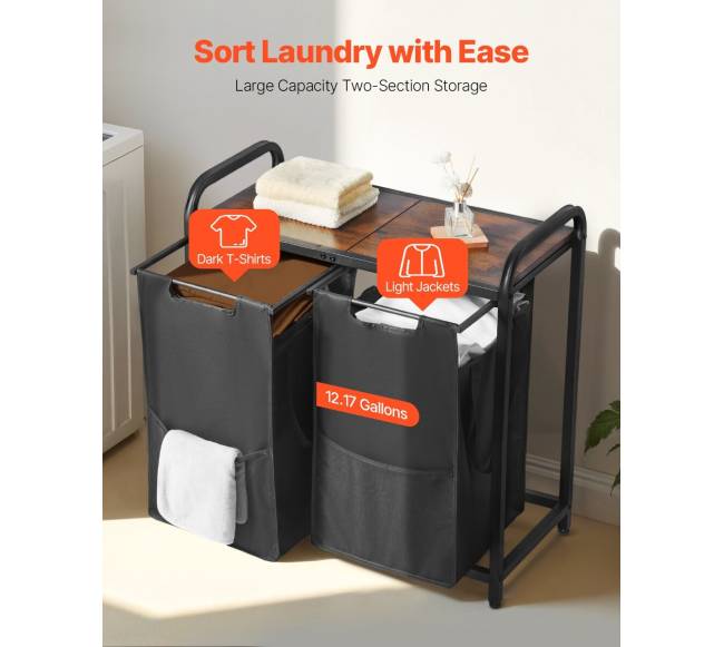 Skalbinių rūšiavimo stovas su dviem skyriais2