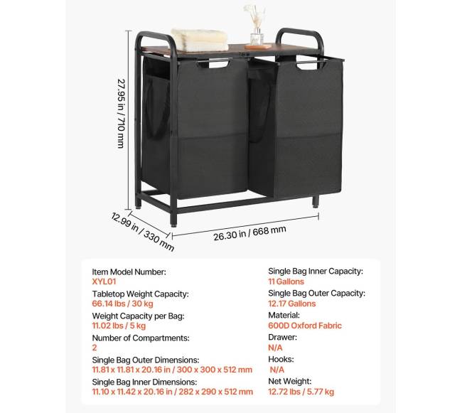 Skalbinių rūšiavimo stovas su dviem skyriais6