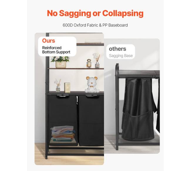 4 lygių skalbinių rūšiuoklė su lentynomis ir kabliais4