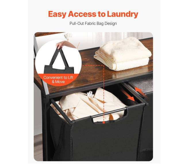 Dviaukštis skalbinių krepšys su ratais ir kabliais3