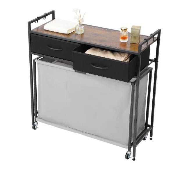 3 dalių skalbinių rūšiavimo vežimėlis su stalčiais0