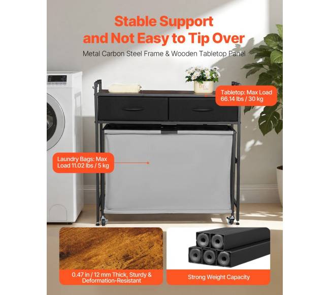 3 dalių skalbinių rūšiavimo vežimėlis su stalčiais1