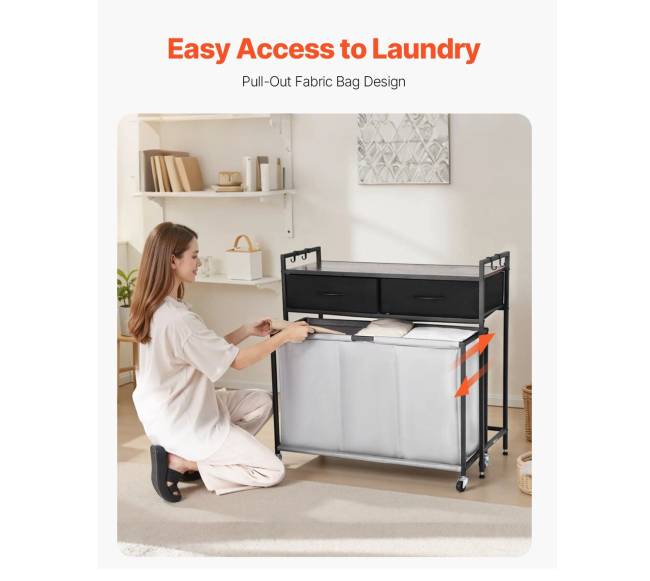 3 dalių skalbinių rūšiavimo vežimėlis su stalčiais3