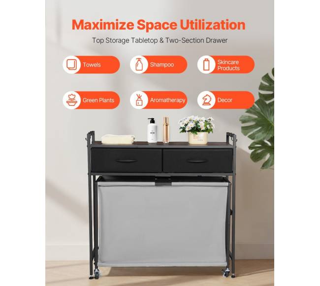 3 dalių skalbinių rūšiavimo vežimėlis su stalčiais5