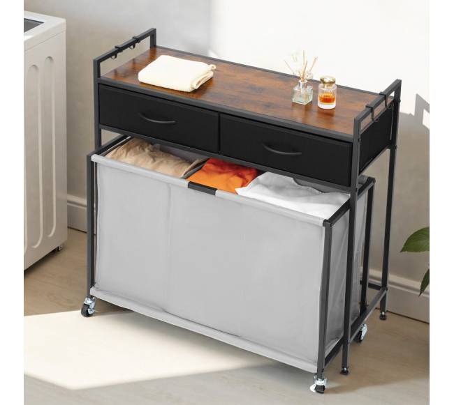 3 dalių skalbinių rūšiavimo vežimėlis su stalčiais7
