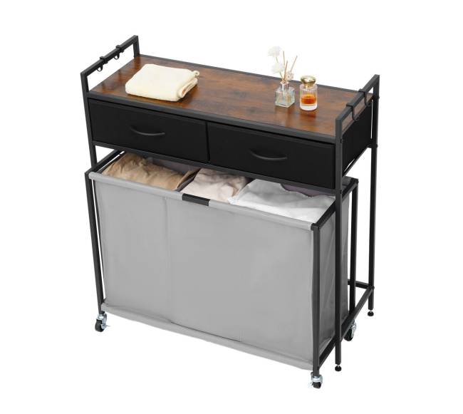 3 dalių skalbinių rūšiavimo vežimėlis su stalčiais8