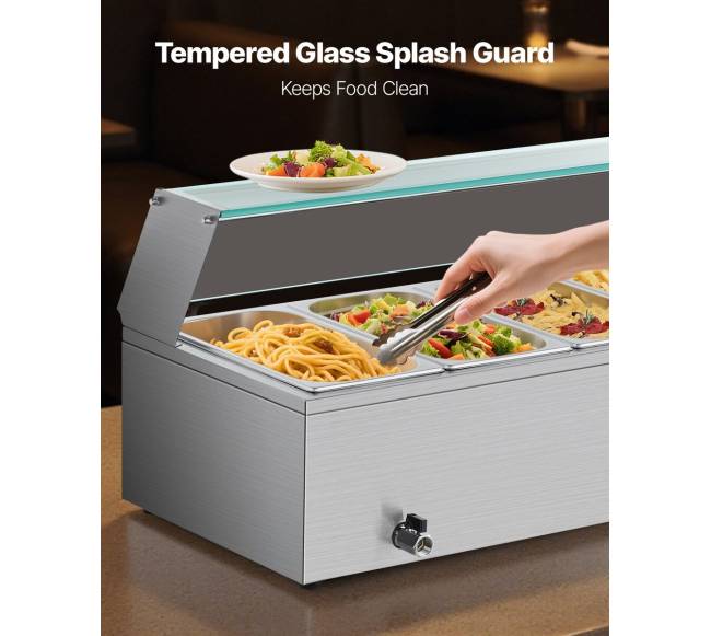 Komercinė maisto šildytuvė su 6 indais3