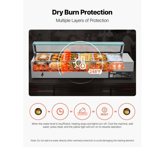 Komercinė maisto šildytuvė su 6 indais5