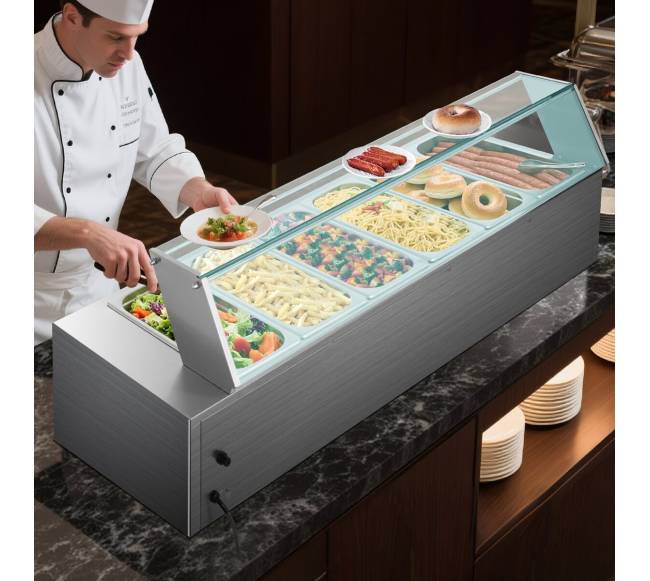 Komercinė maisto šildytuvė su 6 indais7
