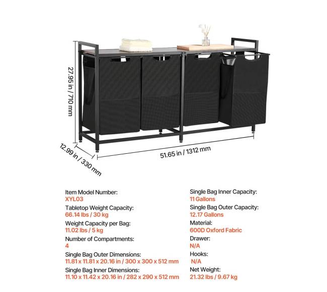 Skalbinių rūšiuoklis su metaliniu rėmu ir stalviršiu6