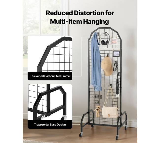 2 vnt. 600 x 1640 mm tinklinė sienelė su ratukais ir kabliukais2