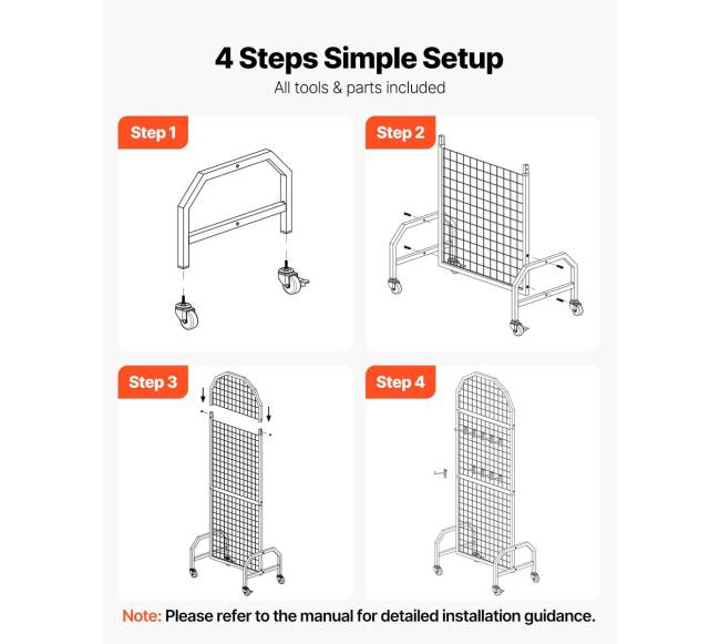 2 vnt. 600 x 1640 mm tinklinė sienelė su ratukais ir kabliukais4