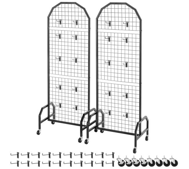 2 vnt. 600 x 1640 mm tinklinė sienelė su ratukais ir kabliukais8