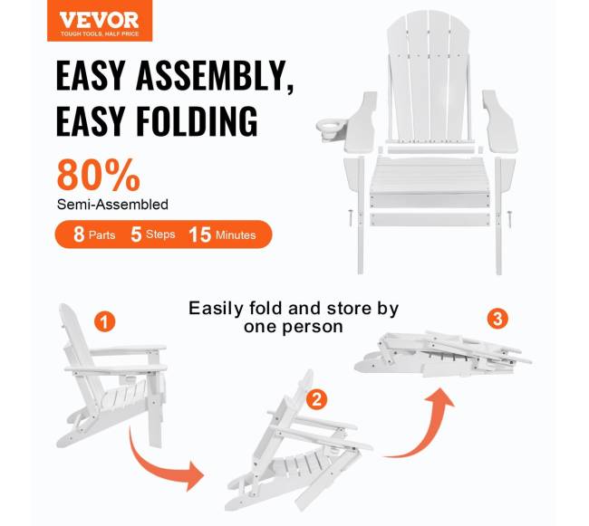 Plastikinės adirondako kėdės komplektas x2 sulankstomos1