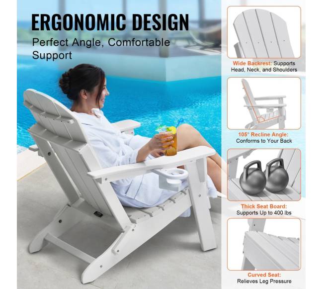 Plastikinės adirondako kėdės komplektas x2 sulankstomos3