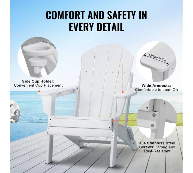 Plastikinės adirondako kėdės komplektas x2 sulankstomos4