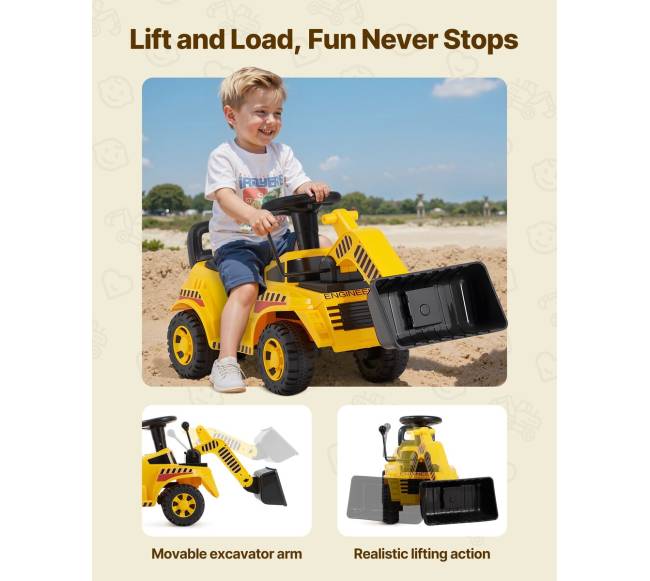 Vaikiška mašinėlė su kasimo kaušu ir talpykla2