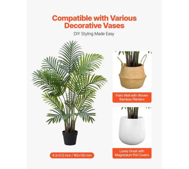 121 cm dirbtinės arekos palmės su vazonu4