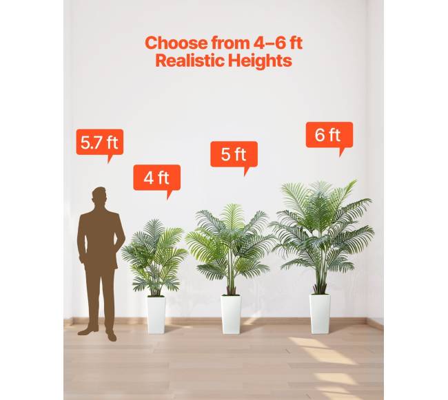 121 cm dirbtinės arekos palmės su vazonu5