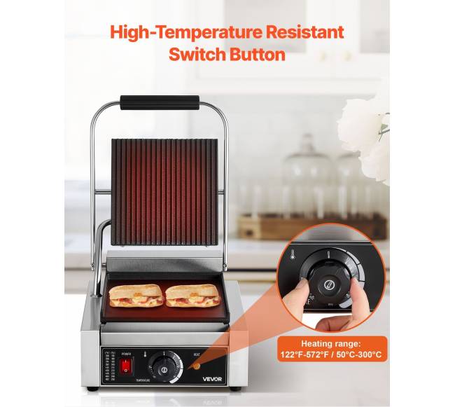 Kompaktiška panini grilio presas su plokštuma 22x23 cm4