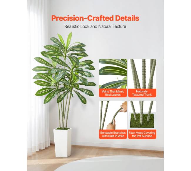 Dirbtinė Dracena su baltu vazonu1