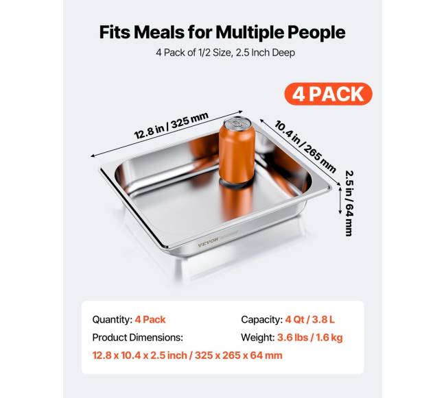 pusės dydžio viešbučio garų stalo padėklai 4 vnt.2