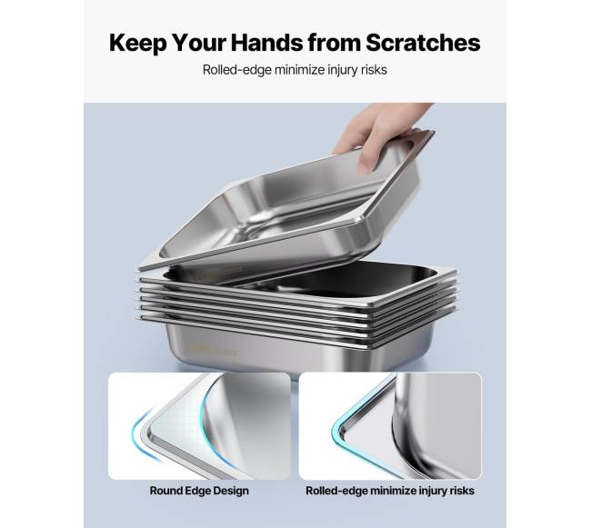 pusės dydžio viešbučio garų stalo padėklai 4 vnt.4