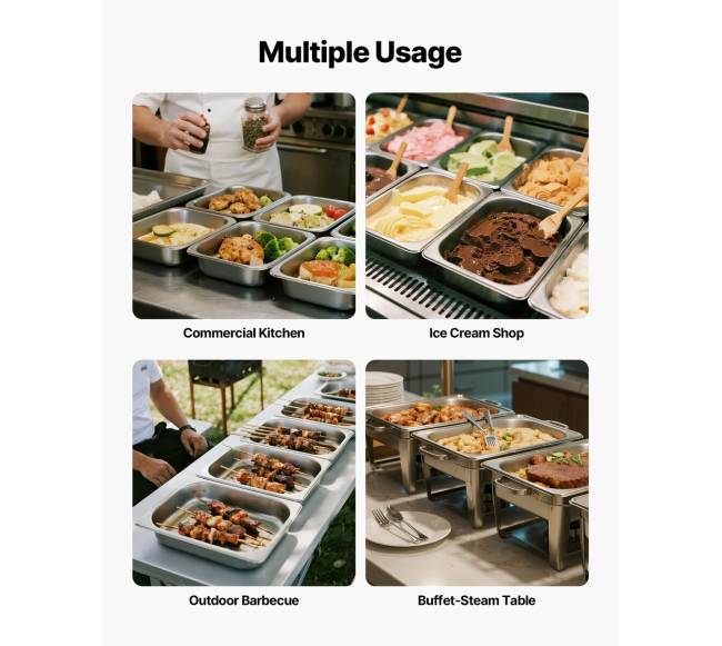 pusės dydžio viešbučio garų stalo padėklai 4 vnt.6