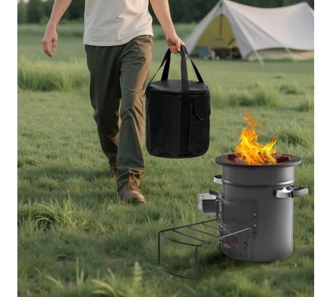 Kempinginė raketinė krosnelė su dvigubomis durimis7