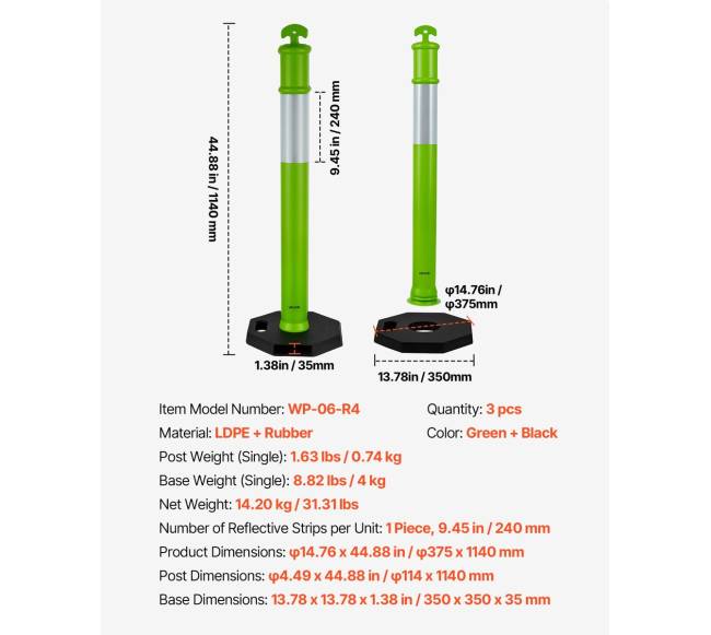 Trys eismo atskyrimo stulpeliai 1140 mm6