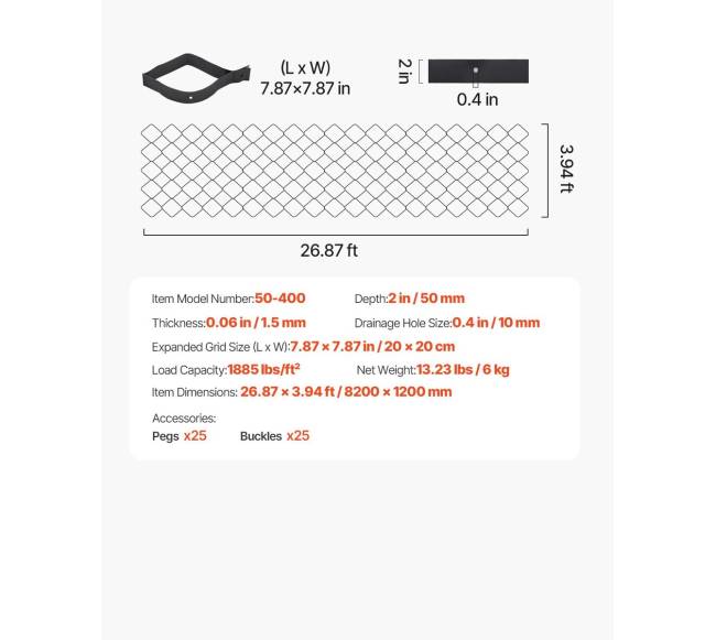 žemės tinklelis 50 mm gylio geotinklo plokštė6