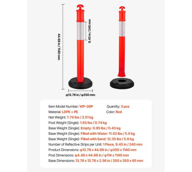 3 raudoni eismo žymekliai su užpildomu pagrindu6