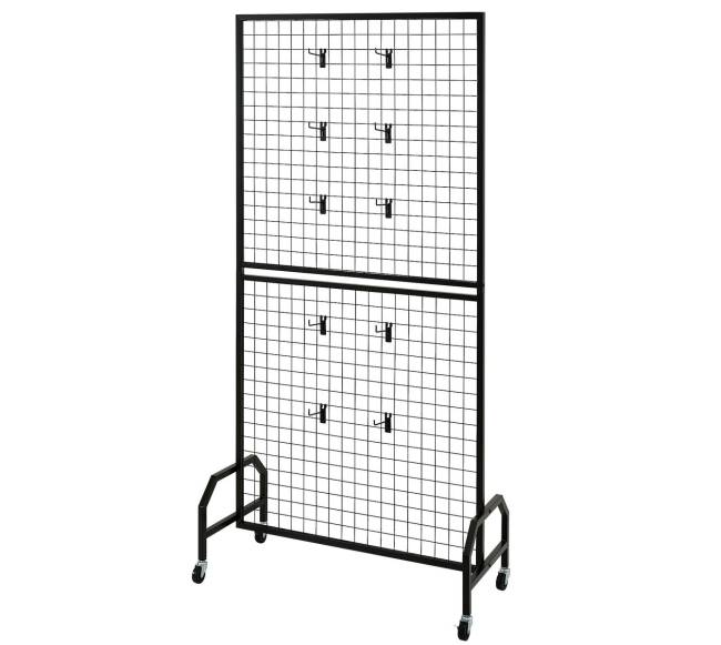 Juodo plieno tinklelių sienelės su ratukais0