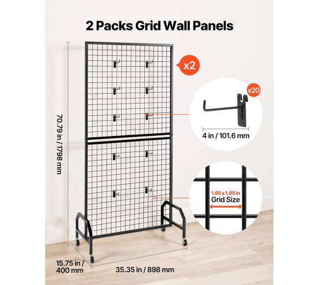 Juodo plieno tinklelių sienelės su ratukais1