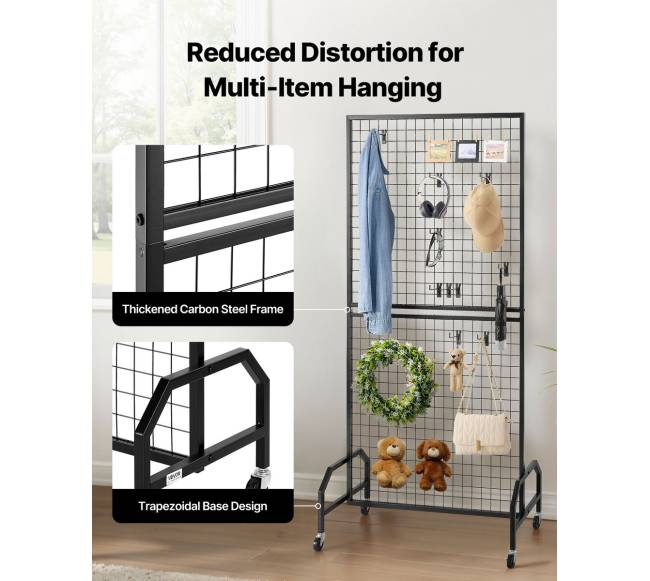 Juodo plieno tinklelių sienelės su ratukais2