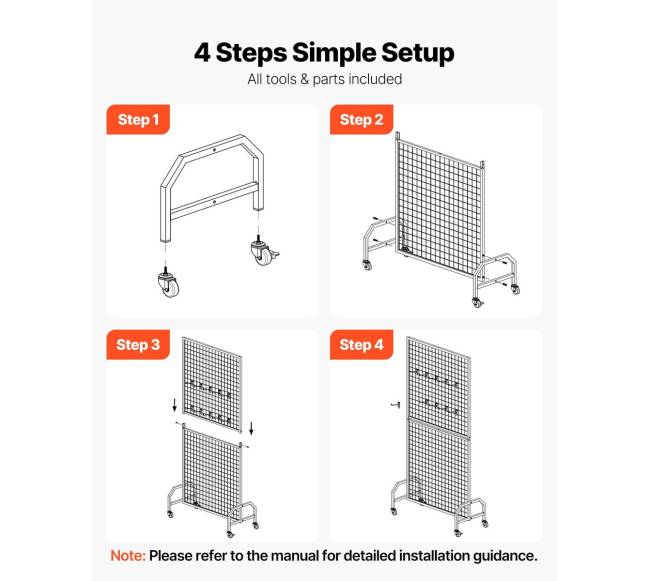 Juodo plieno tinklelių sienelės su ratukais4