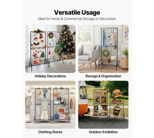 Juodo plieno tinklelių sienelės su ratukais5