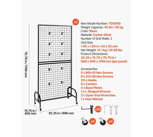 Juodo plieno tinklelių sienelės su ratukais6