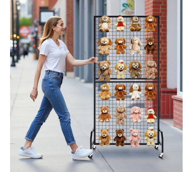 Juodo plieno tinklelių sienelės su ratukais7