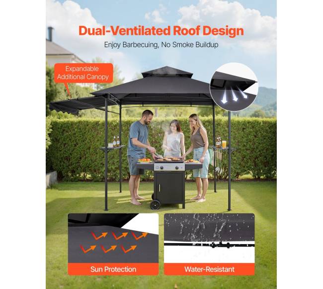 Grilis pavėsinei, 2.43 x 1.5 m, dvigubas stogas2