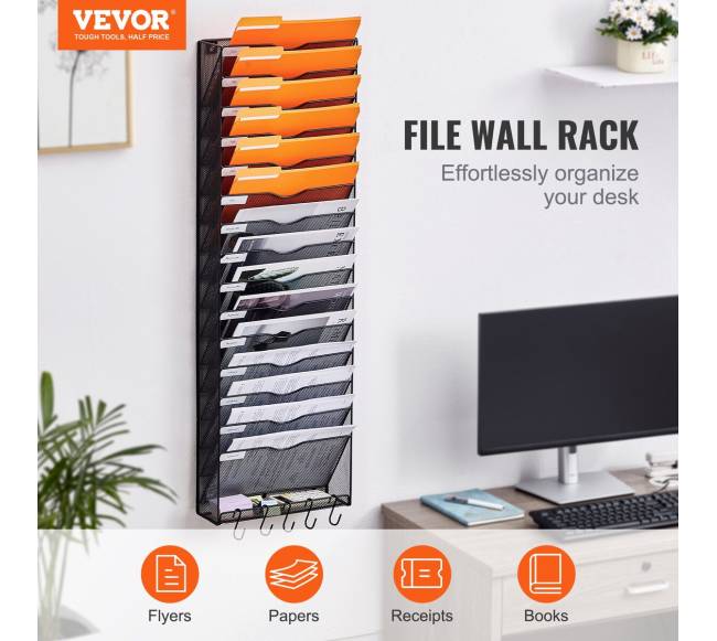 Sieninė dokumentų lentyna su 16 kišenių1