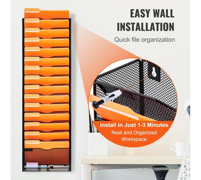 Sieninė dokumentų lentyna su 16 kišenių5