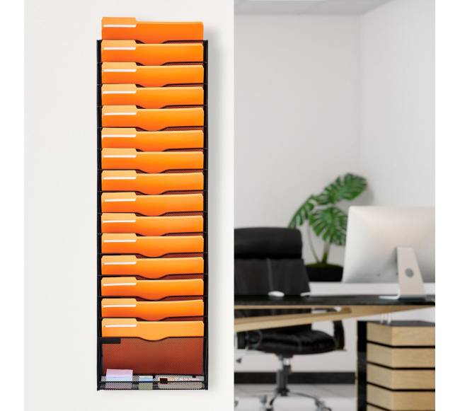 Sieninė dokumentų lentyna su 16 kišenių7